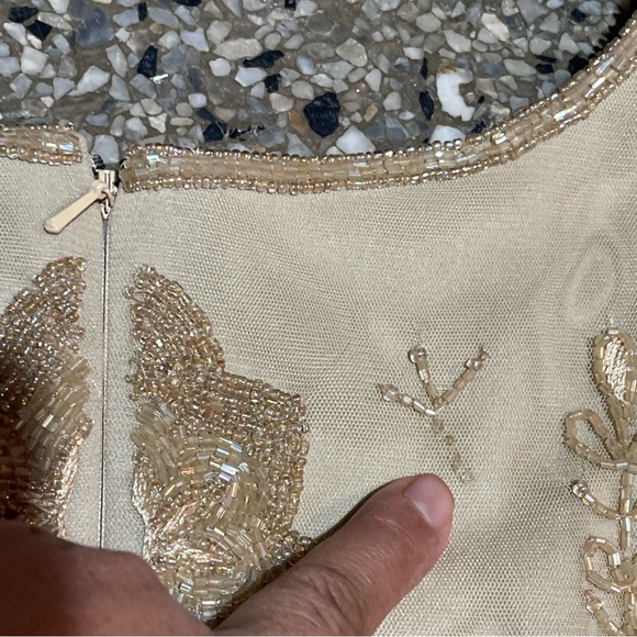 Adrianna Papell Cream Embellished Maxi Dress Size 18 Long Sleeve - Picture 11 of 16